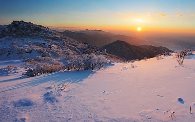 덕유 설원에서본 낙조