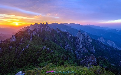 설악산 굥룡능선의 일몰